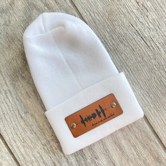 Love You To The Moon And Back Soundwave Newborn Baby Beanie - White - Premade - Picture 3 of 4